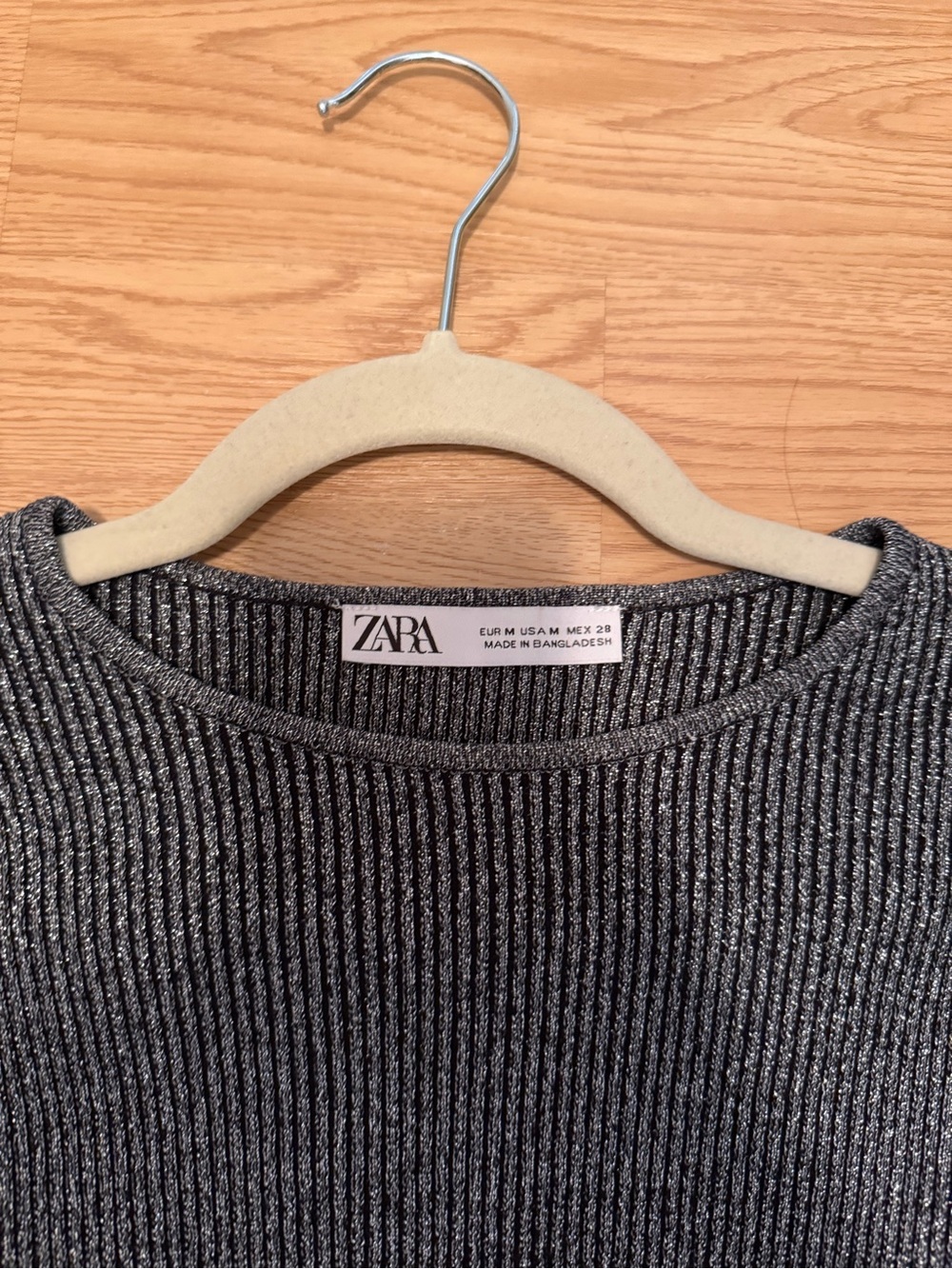 Zara Metallic Gray Ribbed Two-Piece Set - Picture 4 of 6